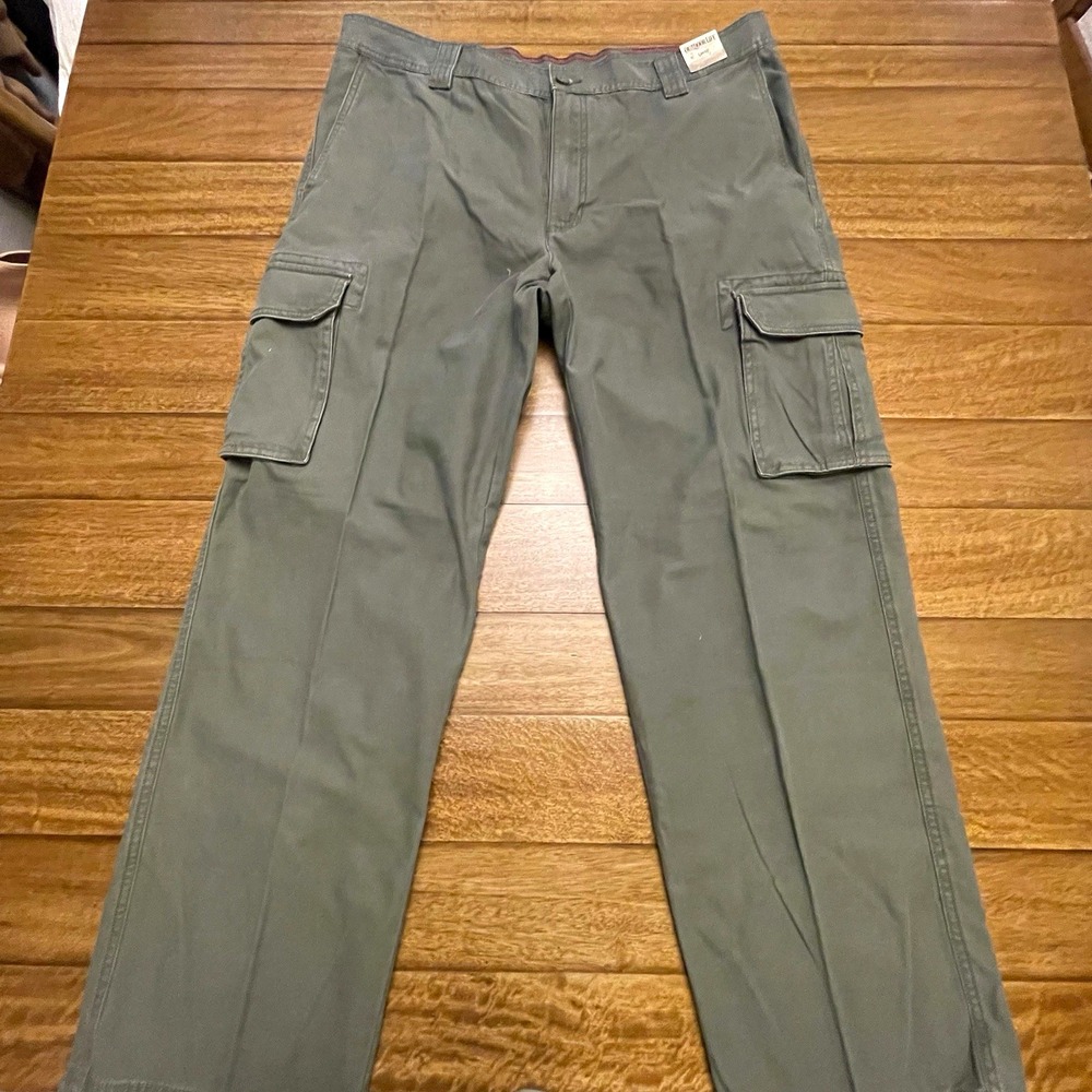 Outdoor Life Cargo Pants Mens 38 Green Cotton Twill Straight Leg Pockets A127